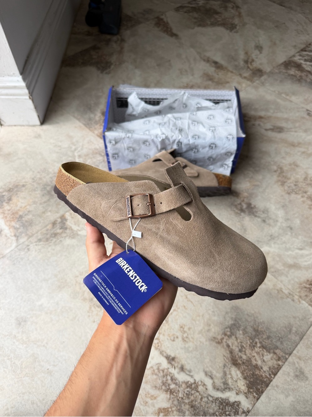 Birkenstock Women’s Suede Boston Clog - Taupe